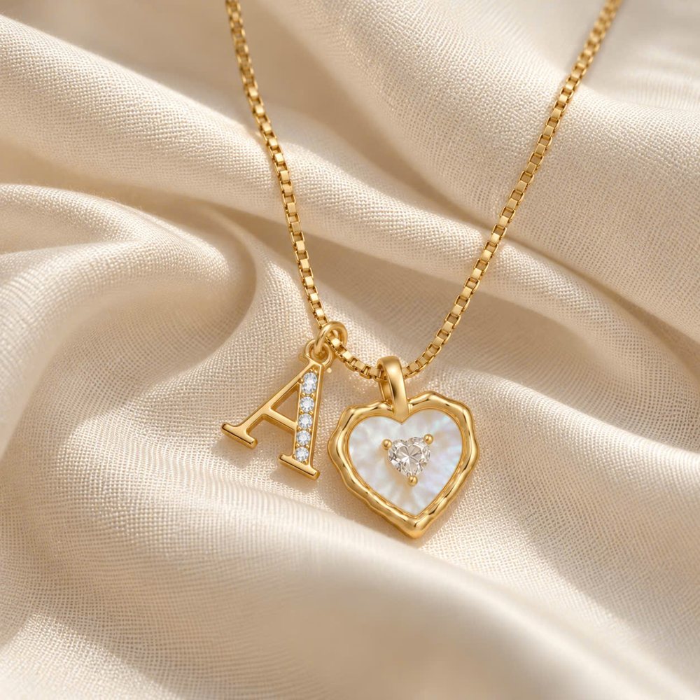 Lily Initial Heart Necklace