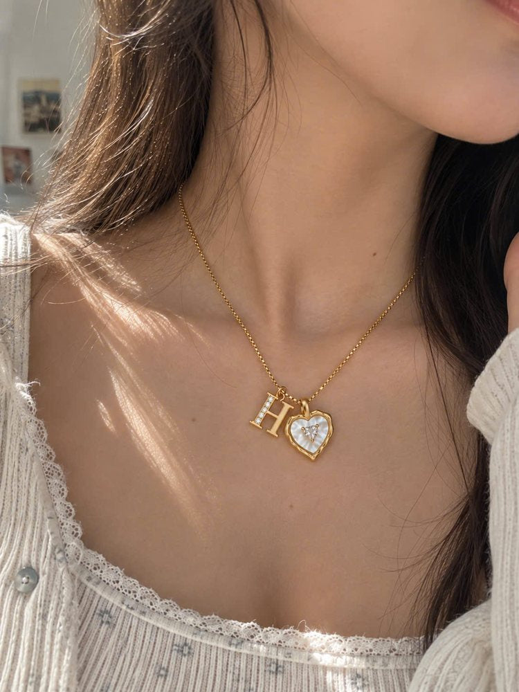 Lily Initial Heart Necklace