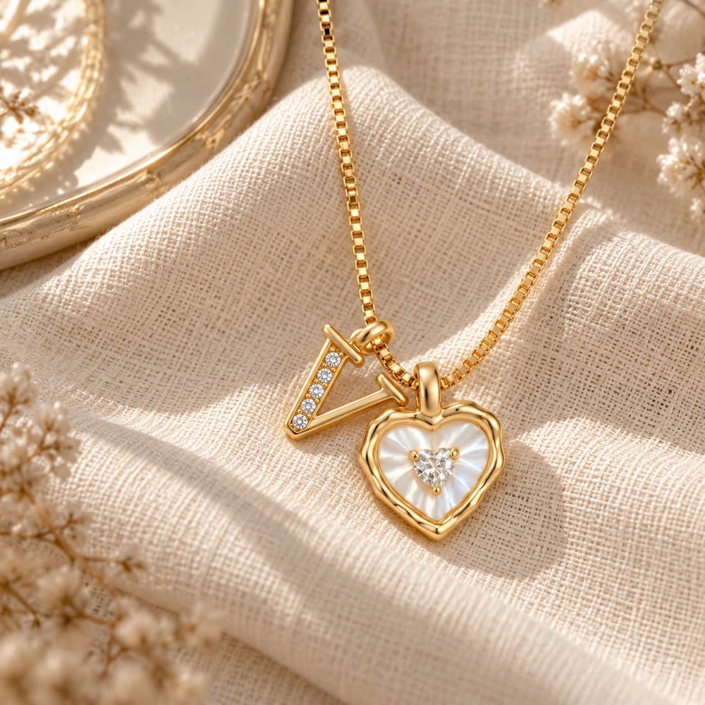 Lily Initial Heart Necklace