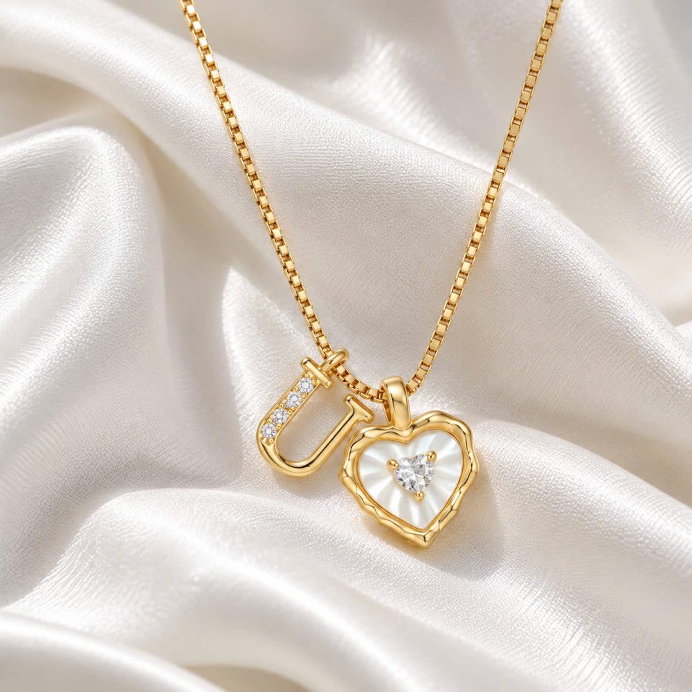 Lily Initial Heart Necklace