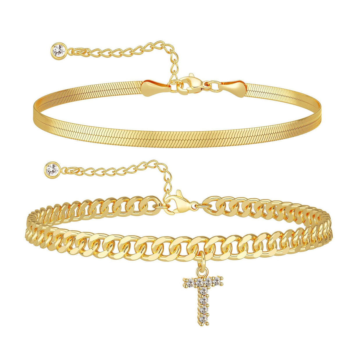 Velmora initial letter anklet, letter T