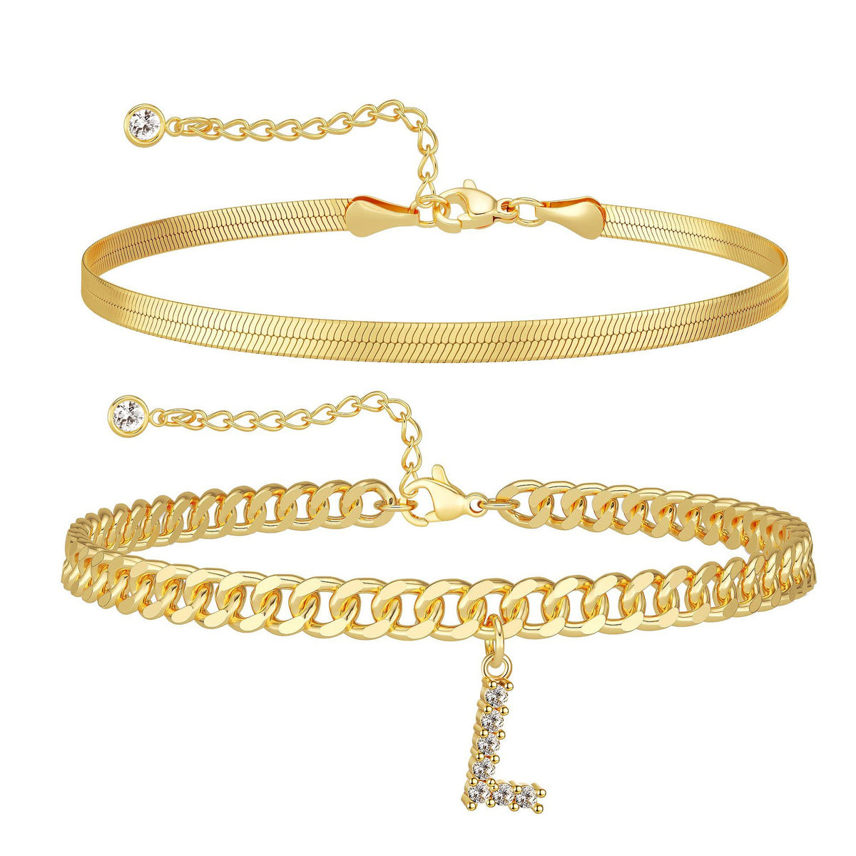 Velmora initial letter anklet, letter L