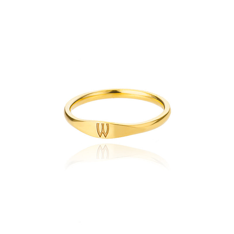 Velmora initial letter ring, letter W