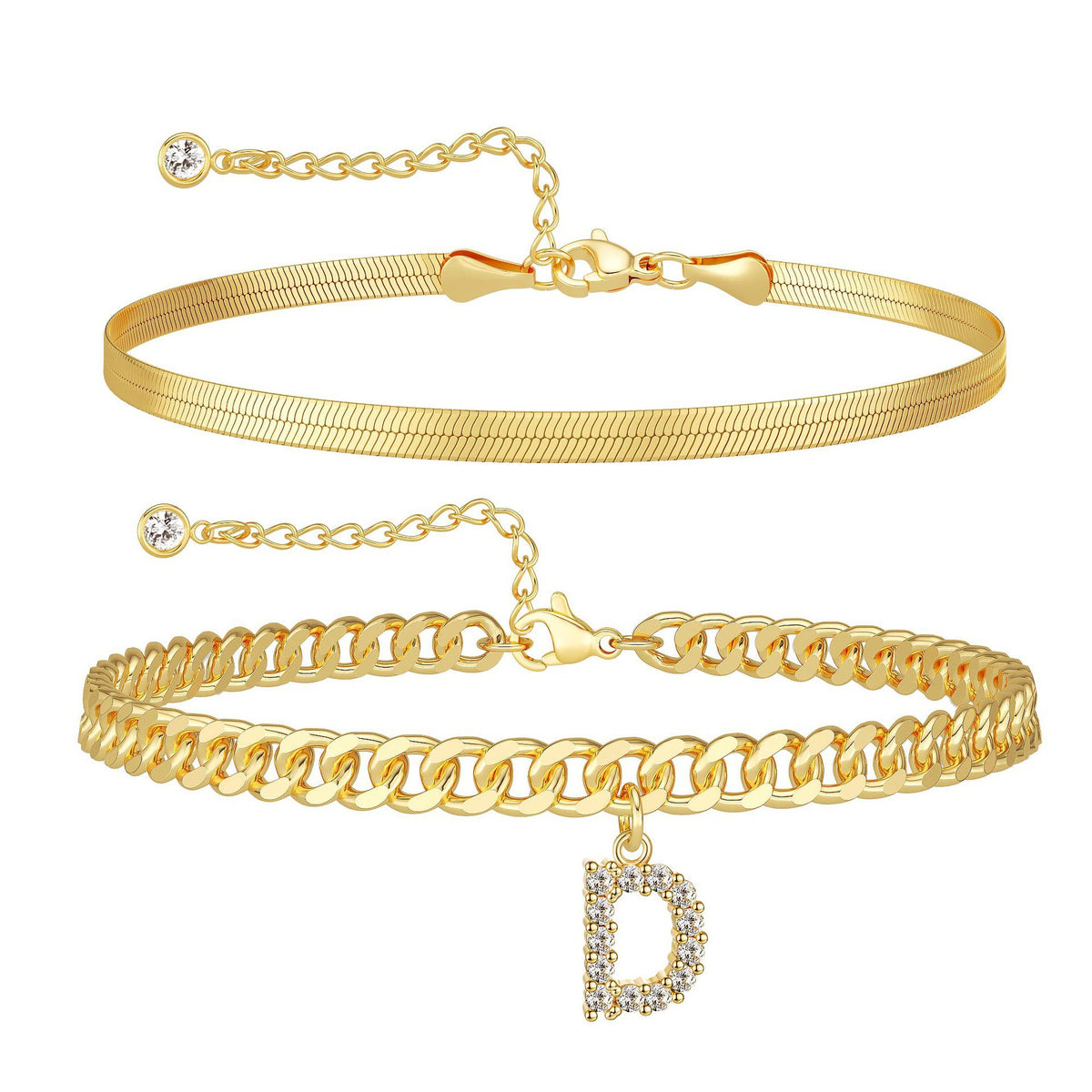 Velmora initial letter anklet, letter D