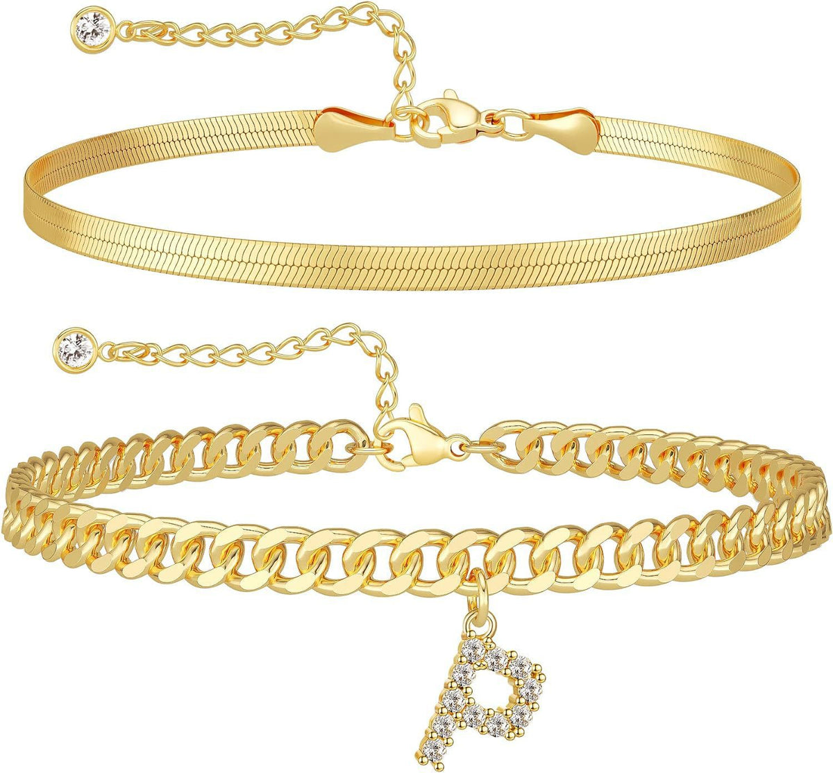 Velmora initial letter anklet, letter P