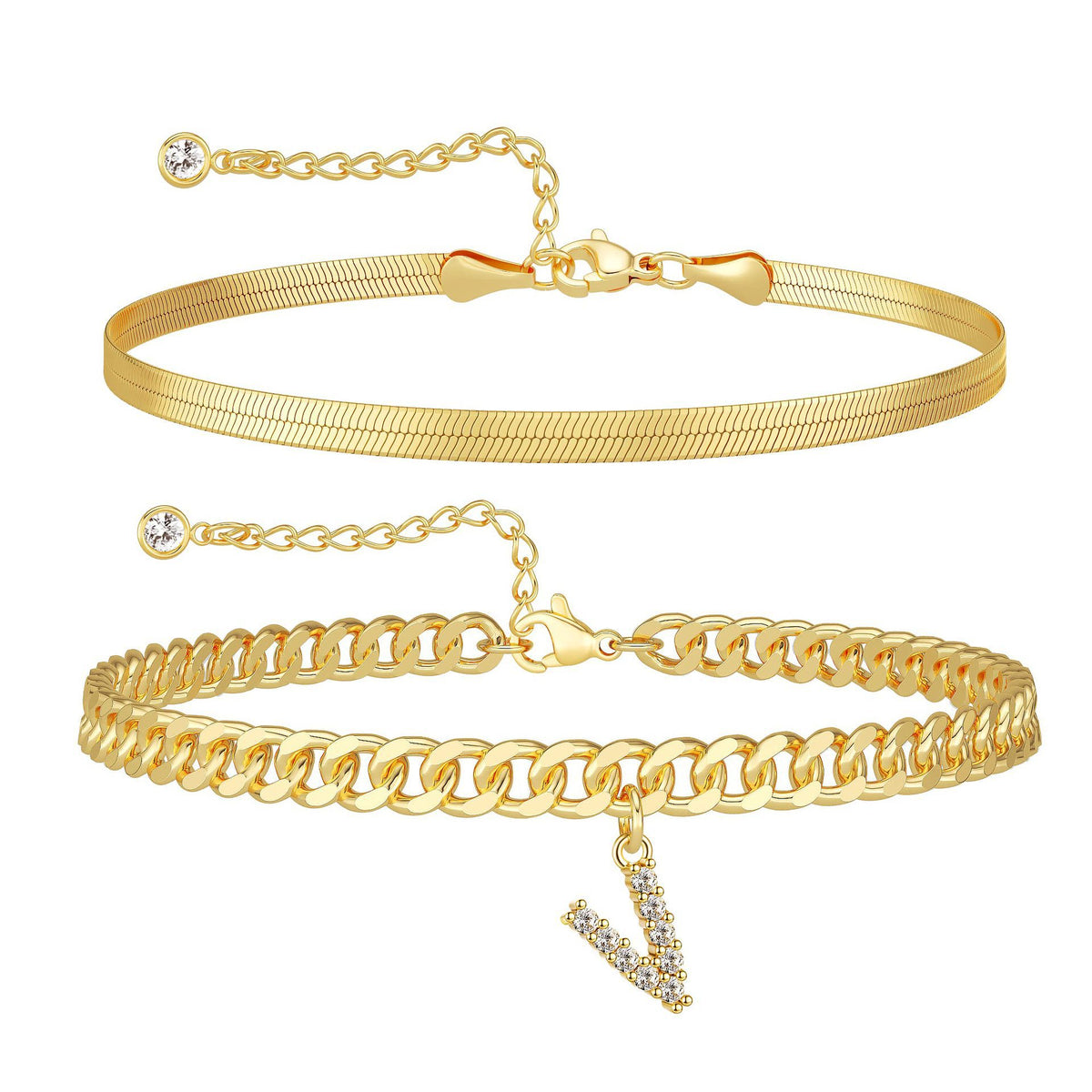 Velmora initial letter anklet, letter V