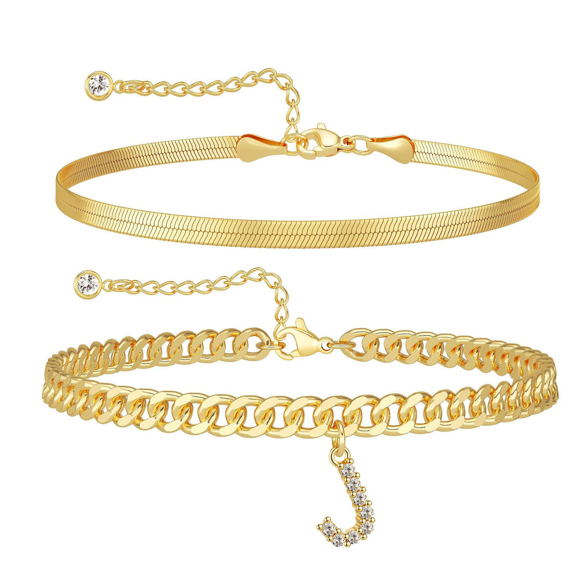 Velmora initial letter anklet, letter J