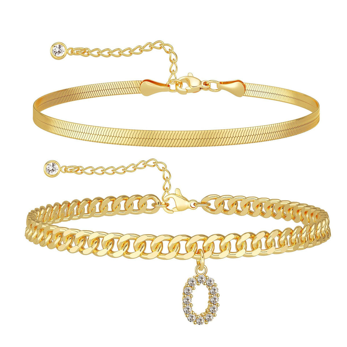 Velmora initial letter anklet, letter O