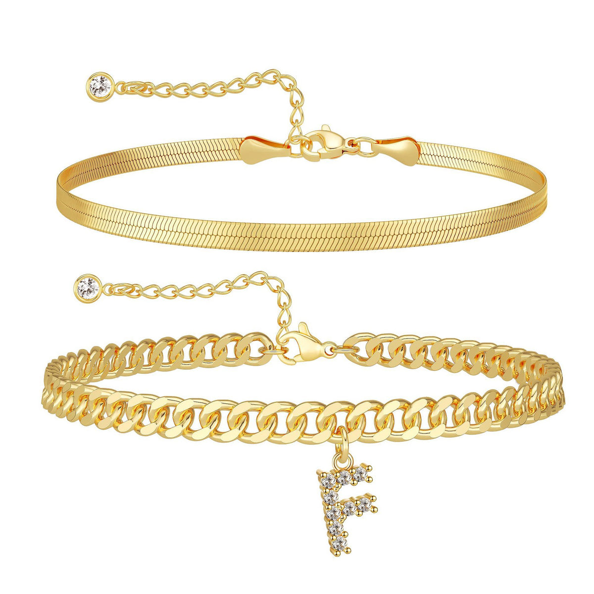 Velmora initial letter anklet, letter F