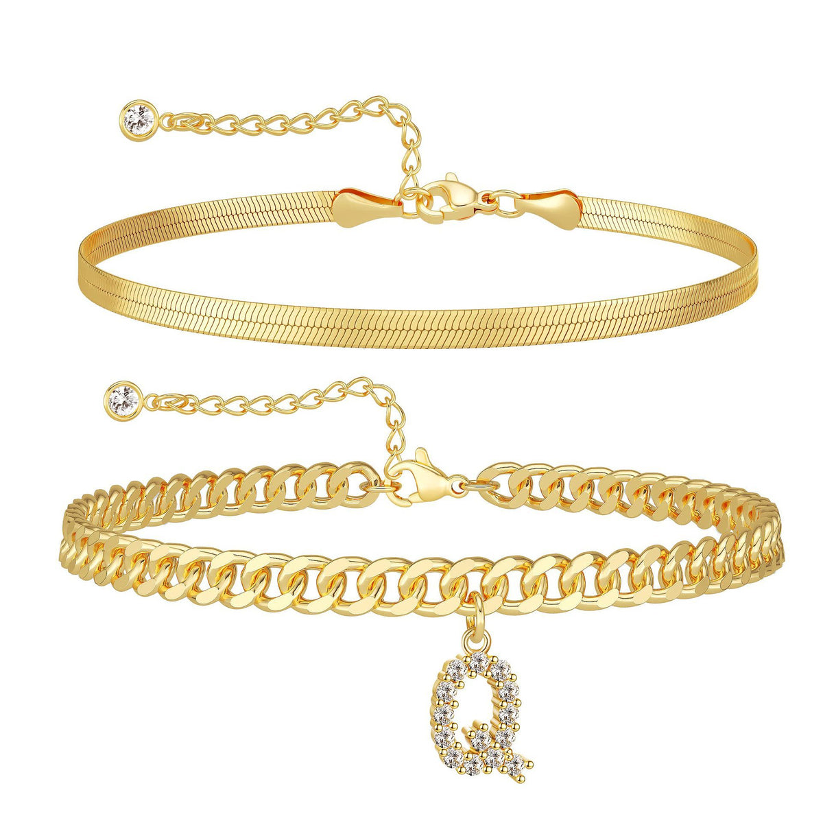 Velmora initial letter anklet, letter Q