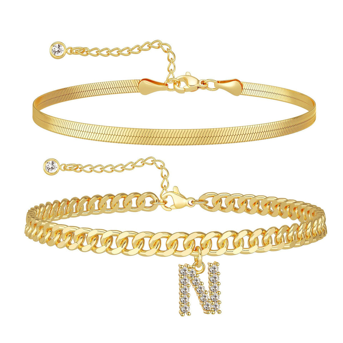Velmora initial letter anklet, letter N