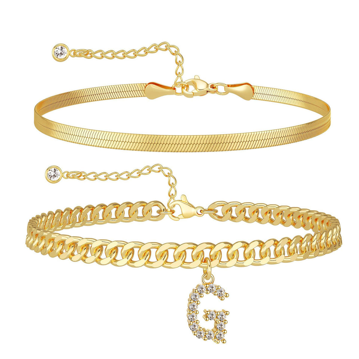 Velmora initial letter anklet, letter G