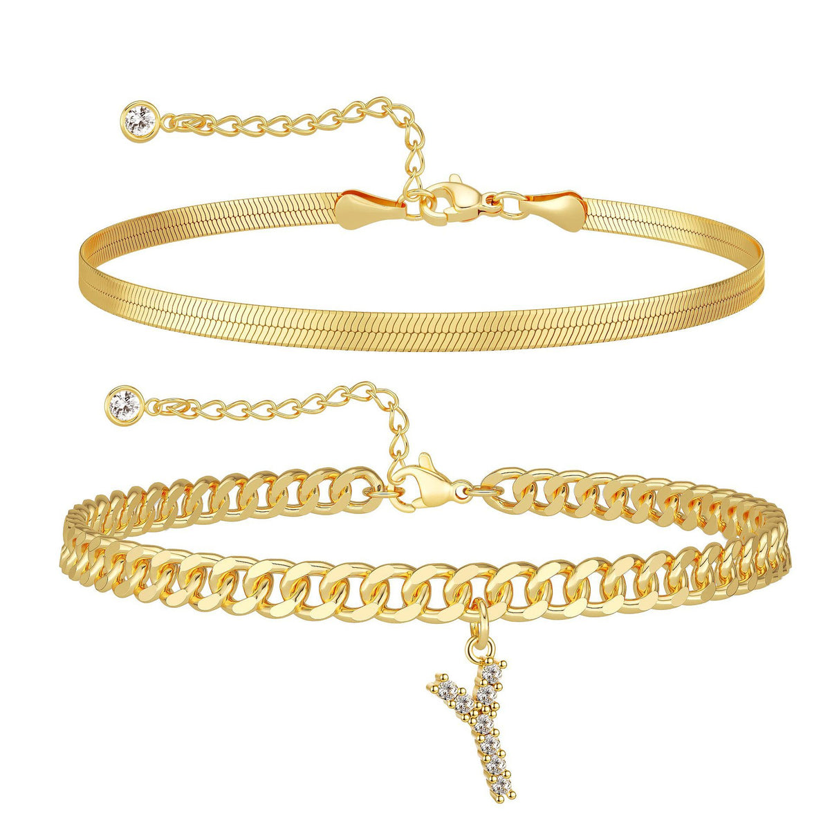 Velmora initial letter anklet, letter Y