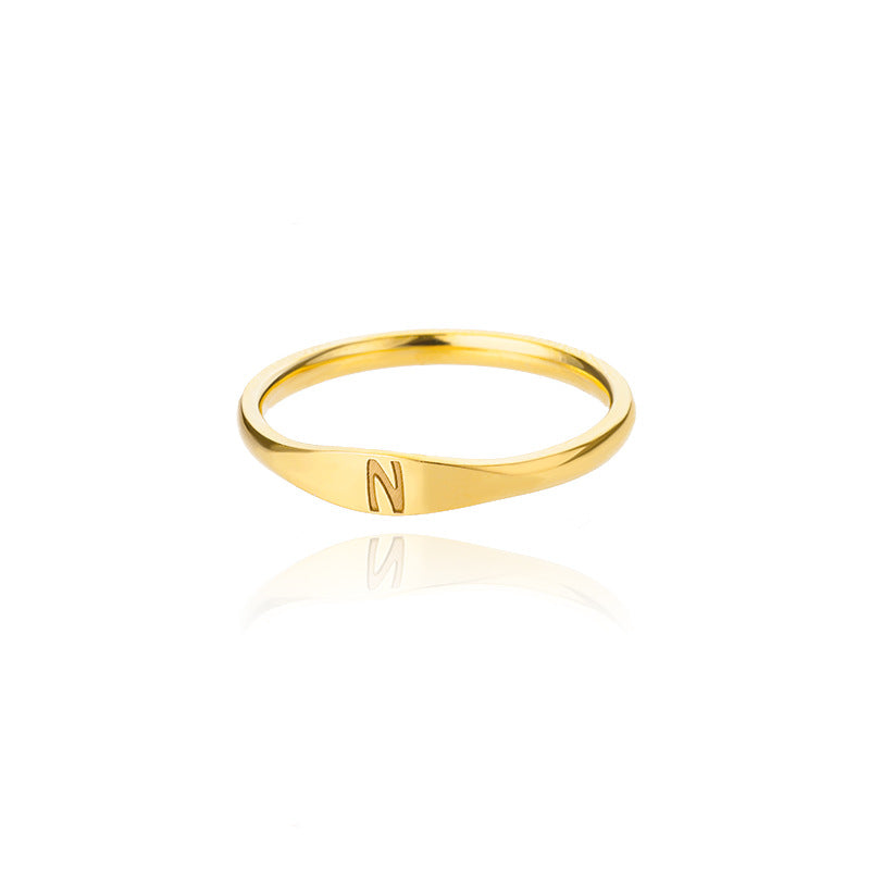 Velmora initial letter ring, letter N
