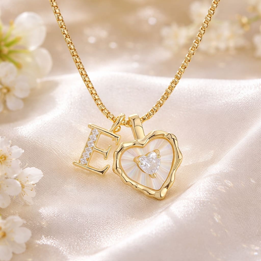 Lily Initial Heart Necklace
