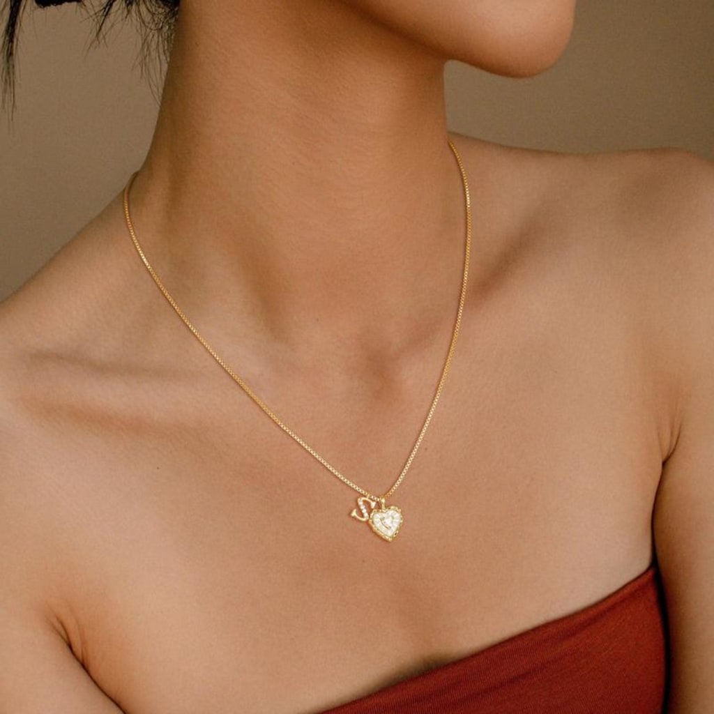 Lily Initial Heart Necklace