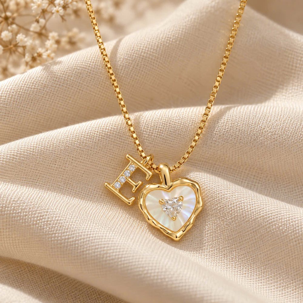 Lily Initial Heart Necklace