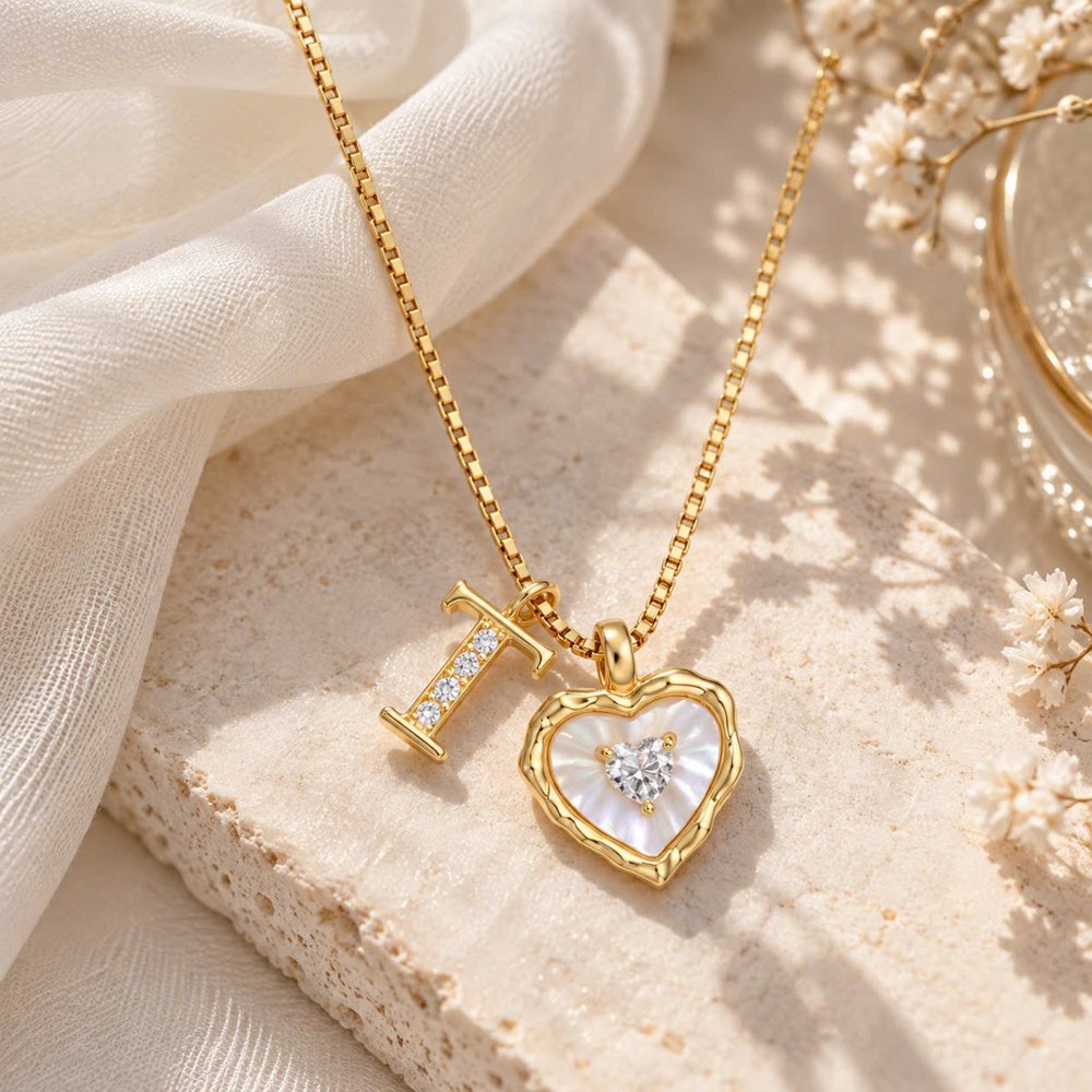 Lily Initial Heart Necklace